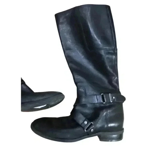 Nine West Women's‎ Black Leather Riding Boots Size 6M Knee High Zip - Picture 5 of 7